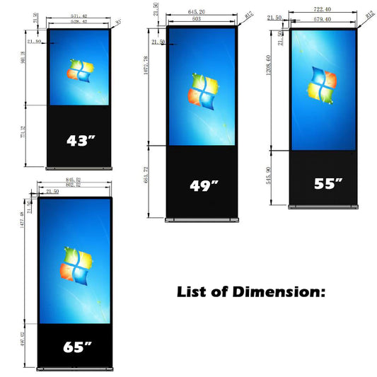 Digital Signage Floor Standee Display Advertising Display Advertising Kiosk Vertical Screen TV Floor Stand Ads Screen