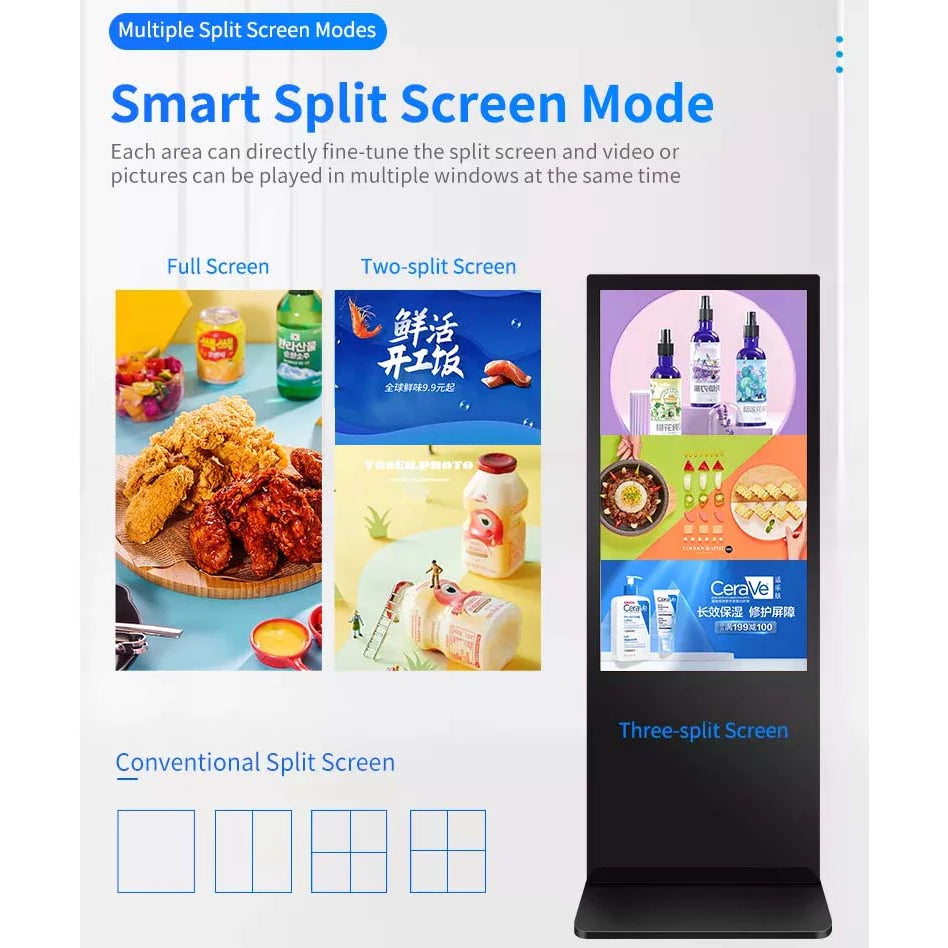 Digital Signage Floor Standee Display Advertising Display Advertising Kiosk Vertical Screen TV Floor Stand Ads Screen