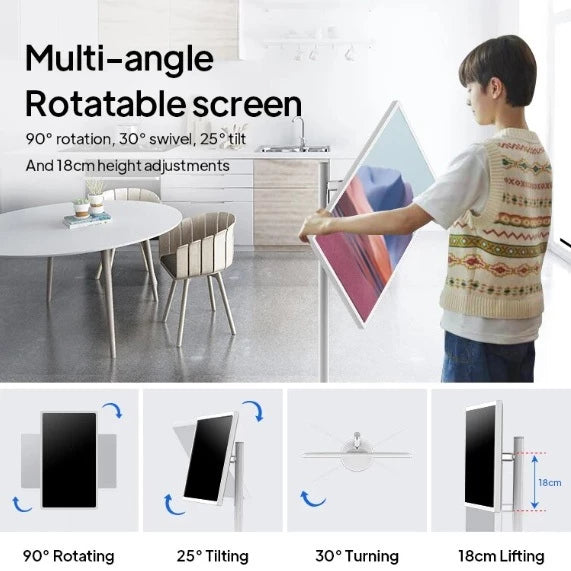Portable TV Flip Touch Rollable Bedside TV Moving Touch Screen Smart Tablet Interactive Digital Rotating TV