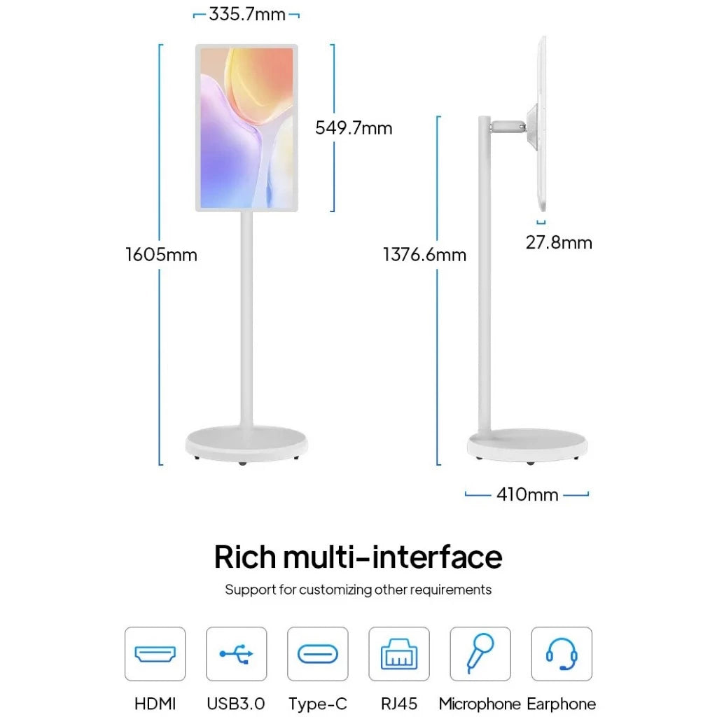 Portable TV Flip Touch Rollable Bedside TV Moving Touch Screen Smart Tablet Interactive Digital Rotating TV