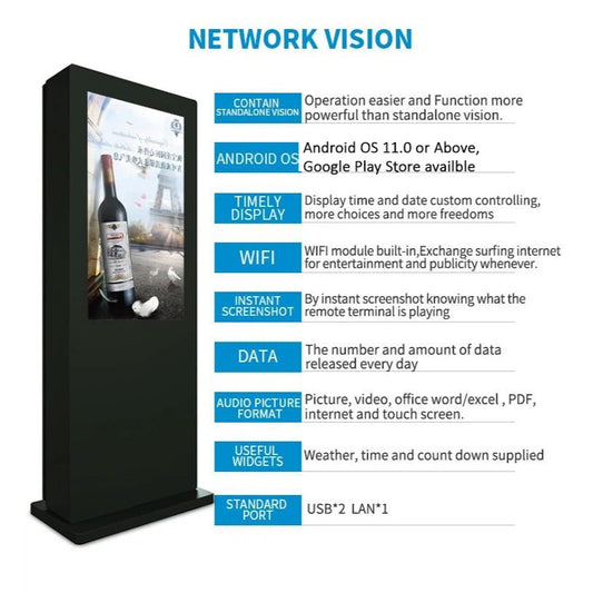 Outdoor Digital Signage Floor Standing Outdoor Advertising Display Screen Kiosk Screen Standee Advertising TV