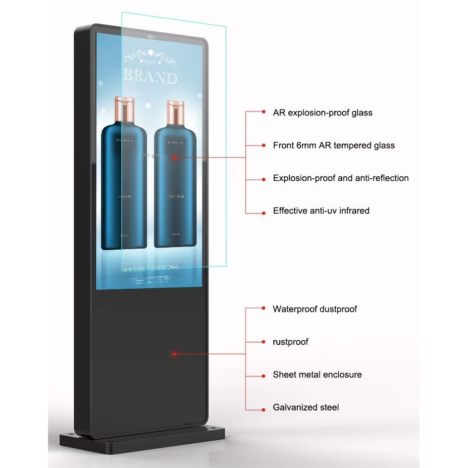 Outdoor Waterproof Digital Signage IP65 Digital Signage Advertising Display Outdoor Floor Standing Kiosk Standee Outdoor