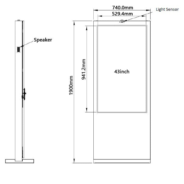Outdoor Digital Signage Floor Standing Outdoor Advertising Display Screen Kiosk Screen Standee Advertising TV
