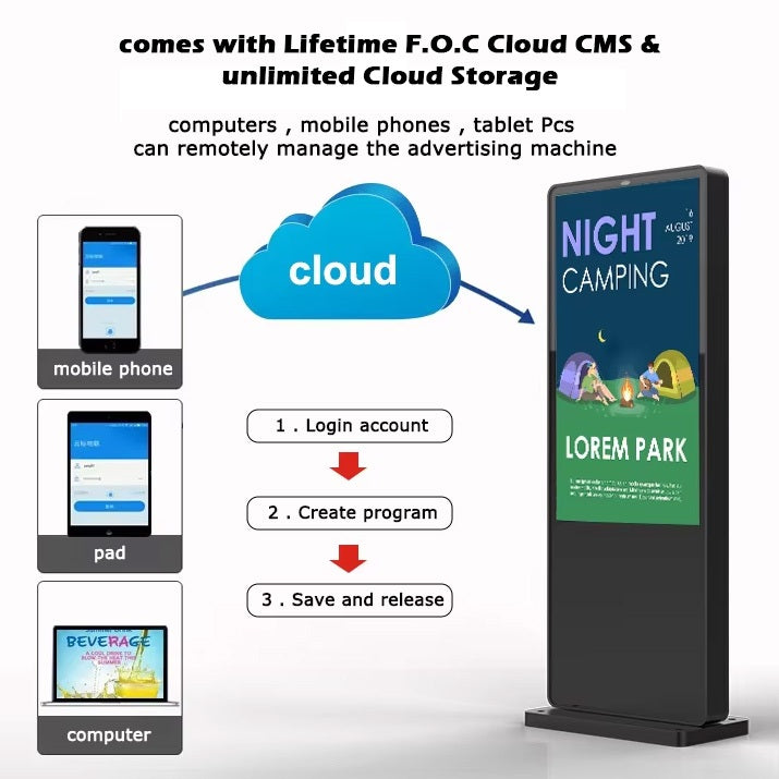 Outdoor Waterproof Digital Signage IP65 Digital Signage Advertising Display Outdoor Floor Standing Kiosk Standee Outdoor