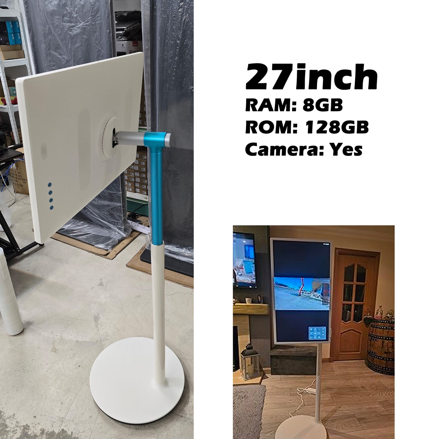 Portable TV Flip Touch Rollable Bedside TV Moving Touch Screen Smart Tablet Interactive Digital Rotating TV