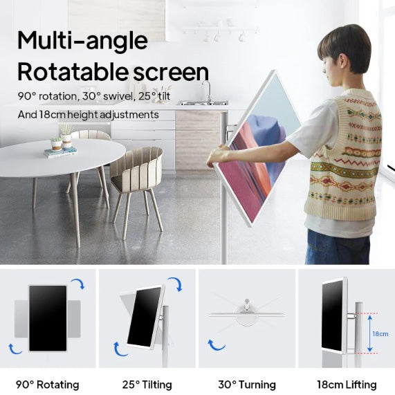 Portable TV Flip Touch Rollable Bedside TV Moving Touch Screen Smart Tablet Interactive Digital Rotating TV