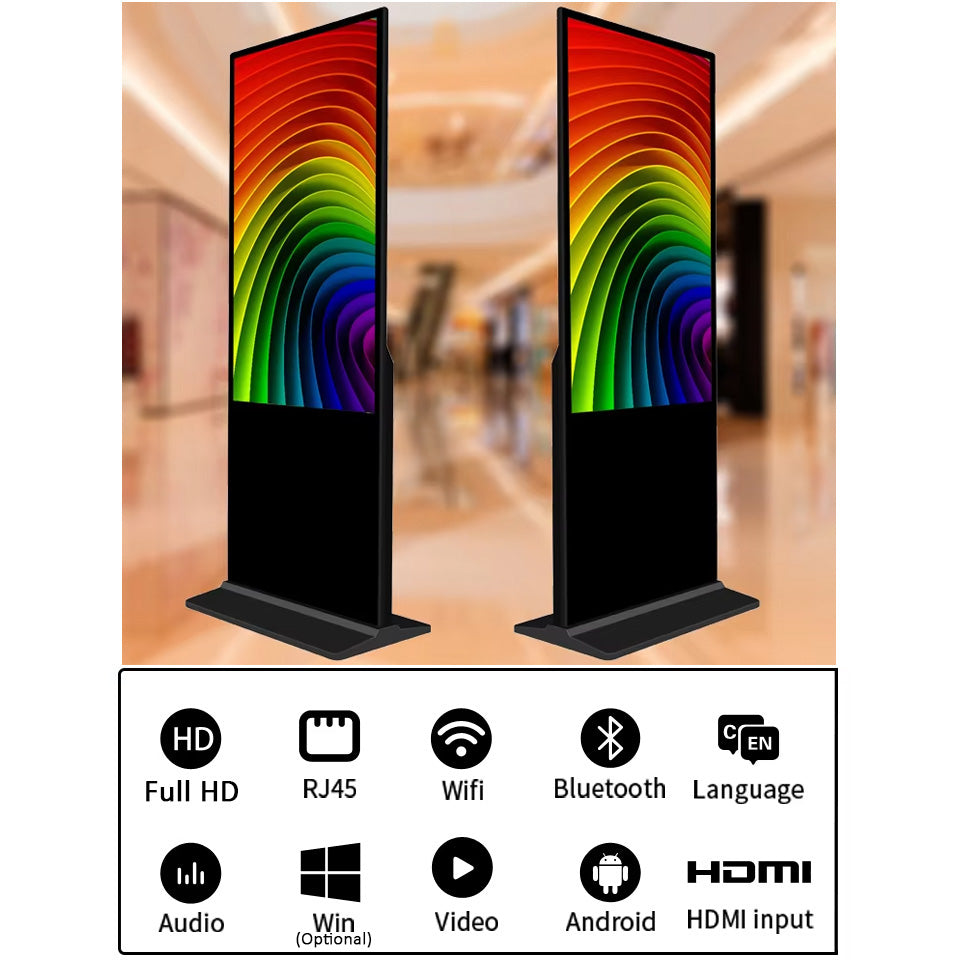 Digital Signage Floor Standee Display Advertising Display Advertising Kiosk Vertical Screen TV Floor Stand Ads Screen