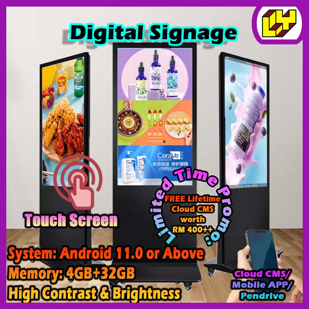 Digital Signage Floor Standee Display Advertising Display Advertising Kiosk Vertical Screen TV Floor Stand Ads Screen