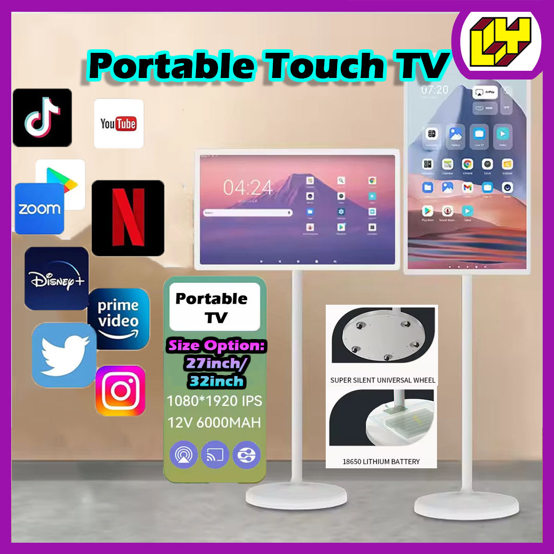 Portable TV Flip Touch Rollable Bedside TV Moving Touch Screen Smart Tablet Interactive Digital Rotating TV