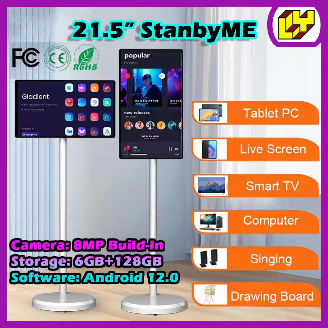 Portable TV Flip Touch Rollable Bedside TV Moving Touch Screen Smart Tablet Interactive Digital Rotating TV