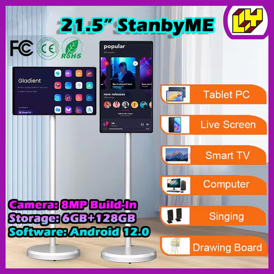 Portable TV Flip Touch Rollable Bedside TV Moving Touch Screen Smart Tablet Interactive Digital Rotating TV