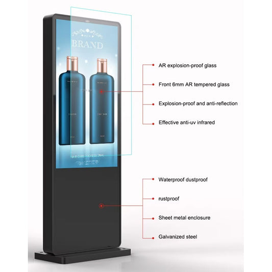 Outdoor Waterproof Digital Signage IP65 Digital Signage Advertising Display Outdoor Floor Standing Kiosk Standee Outdoor